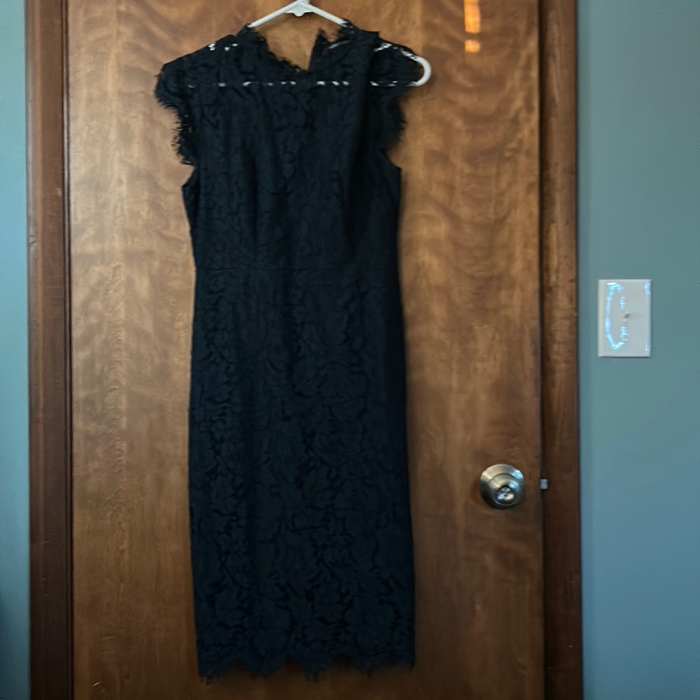 Navy lace cap sleeve dress